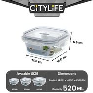 (Bundle of 2) Citylife Air-tight Glass Lunch Box Oven Microwave Glass Food Container Bento Box H-84818283