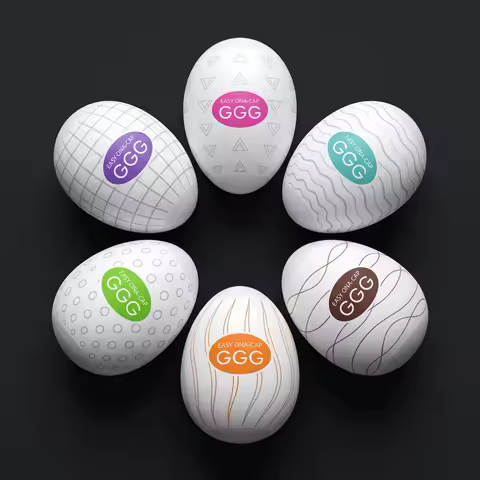 6 Pcs/Set Male Masturbation Silicone Eggs Portable Pocket Stroker Cup with Discreet Metallic Storage