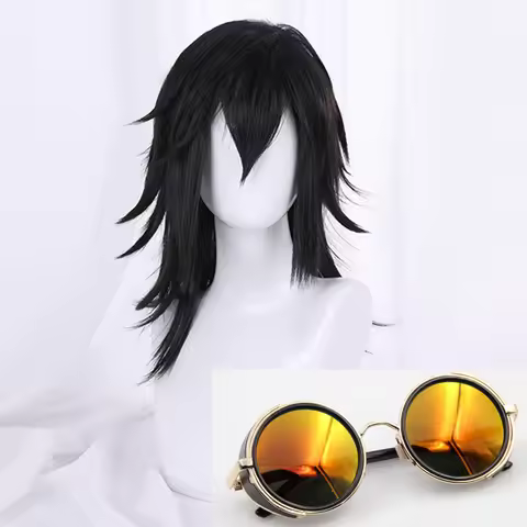 High Quality Anime HELLSING Alucard Black Cosplay Anime Wig And Glasses Orange Sunglasses For Men Wo