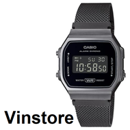 [Vinstore] Casio A168 Adjustable Black IP Stainless Steel Strap Digital Negative Display Women Men W