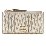 Miu Miu Fragment Case，卡片夾，Matelasse信封零錢包，皮革，Pirite拉鍊，女士[未使用]