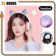 SG SELLER Cat Ear headphones Wireless Headset Bluetooth Headphones Gaming Over-Ear Built-in Micropho