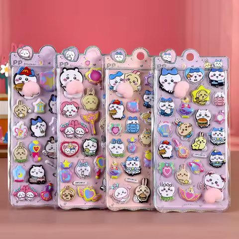 Sanrio & Chiikawa Kids' Cartoon Stickers - Cute Animal 3D Soft & Adorable Butt Squishy Stress-Relief