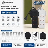 Royu REDEC114 3 Universal + 1 Flat Pin Extension Cord 3M/6M/9M