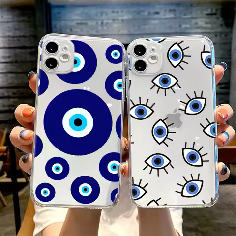 Lucky Eye Blue Evil Eye Print Phone Case For iPhone 15 14 13 12 11 Pro Max Mini XR X XS 7 8 Plus Cov