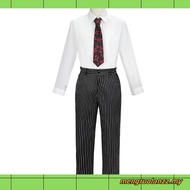 Wednesday The Addams Fly Gomez Addams Cosplay Costume Black Striped Blazer Pants Vest Shirt Tie Set 