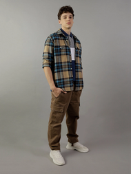 American Eagle เสื้อเชิ้ตผู้ชาย CF CSC SALVADOR TWILL FLANNEL สี BEIGE - 015-2202-676