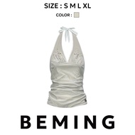 Bemingtop915(S-XL)-Starlight Halter Top – สายเดี่ยวซีทรูคล้องคอดีเทลหรู