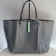 （法國代購）GOYARD 限量 灰 綠白 條紋 Saint Louis GM 大款 肩背 手提 托特包 購物包