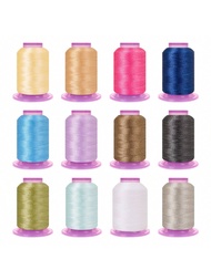 Bộ 12 cuộn chỉ thêu Brother Polyester màu 40 Trọng lượng cho máy thêu và máy khâu Brother Babylock J