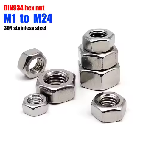 10/25/50/100/200/500pcs M1 M1.2 M1.4 M1.6 M2 M2.5 M3 M3.5 M4 M5 M6 M8 M10 M12 DIN934 304 Stainless S