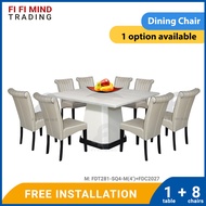 Andoya 1+8 Square Marble Dining Set/ Marble Dining Table/ Meja Makan 8 Kerusi/ Meja Makan Marble/ Me