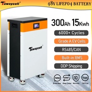 Tewaycell 310Ah เก็บ15Kwh พลังงานแสงอาทิตย์ชุดแบตเตอรี่ Lifepo4 300Ah 48V 51.2V ในตัวไม่ต้องเสียภาษี