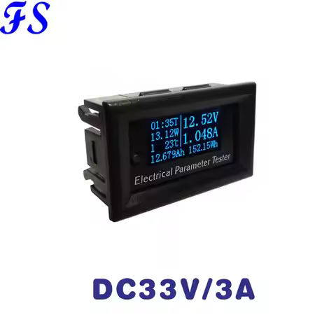 DC 33V 3A LED Digital Voltage Ampere Meter Energy Meter Power Teser Current Voltage Monitor Thermome