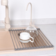 Stainless Steel Sink Rack Drain Rack Roll-Up Dish Drying Rack Foldable Dish Drain Rack above the Sin