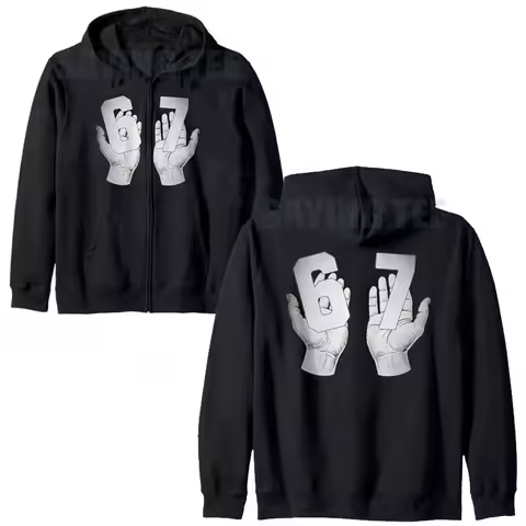 67 Six Seven with Hands Black and White Art Zip Hoodie Y2k Funny 6,7 Meme Gen Alpha Slang Cotton Hoo