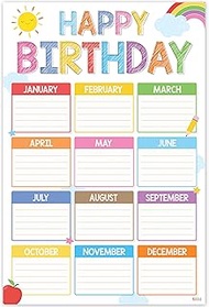 BEAWART Colorful Classroom Birthday Chart 16"x24", Happy Birthday Calendar Chart for Kids, Bday Scho