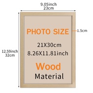 "8x12" Inch Frame Black White Wood Grain Document Photo Frame 21x30cm A4 Poster Canvas Painting Disp