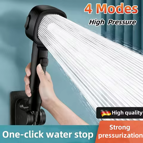For Xiaomi Shower Head 4 Mode Handheld One Button Water Stop Massage High Pressure Abs Filter Shower