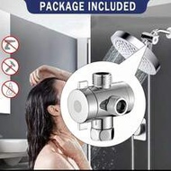 1pc 3-Way Shower Diverter Valve, Plated Brass T-Adapter, Universal G1/2" Water Flow Control Valve Fo