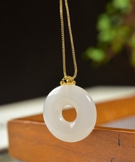 秒殺價 天然和田玉18k平安扣 雕工精緻