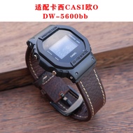 Small Square Strap Suitable for Casio dw5600bb Black Samurai Strap Cowhide Pebbled Pattern Retro Bra