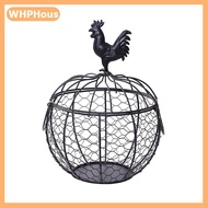 WHPHous Metal Art Eggs Storage Basket Chicken Shaped Egg Holder Household Vegetables Fruit Container