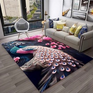 Peacock Animal Exquisite Carpet Home Living Room Bedroom Sofa Door Mat Decoration, Children's Playground Carpet Anti-slip Floor Mat