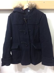 [二手] uniqlo 羊毛混紡牛角釦大衣外套 overcoat with 62%wool