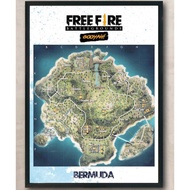 VCR% Free Fire FF Peta Bermuda Map Poster HD Booyah Ukuran A3 Hanya