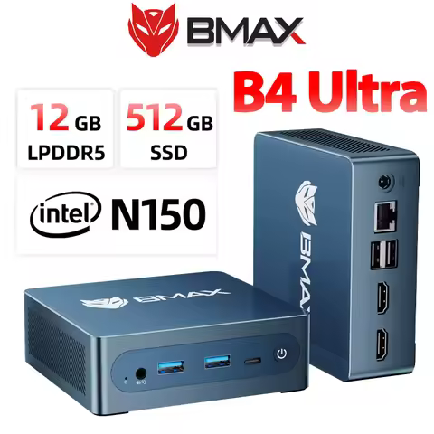 BMAX B4 Ultra Mini PC Windows 11 PC Intel N150 12GB 512GB SSD 2*HDMI 1*Type-C Supports 4K@60Hz 1000M