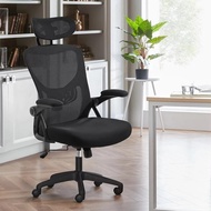 【24 Hours Shipping】 Desk Chair Adjustable High Back Mesh Office Chair With Folding Padded Armrests Black Computer Armchair Gaming Gamer Ergonomic