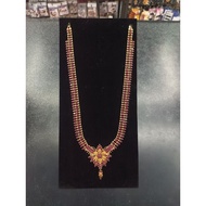 Red Ruby Stone Gold Plated Long Necklace Maalai N37