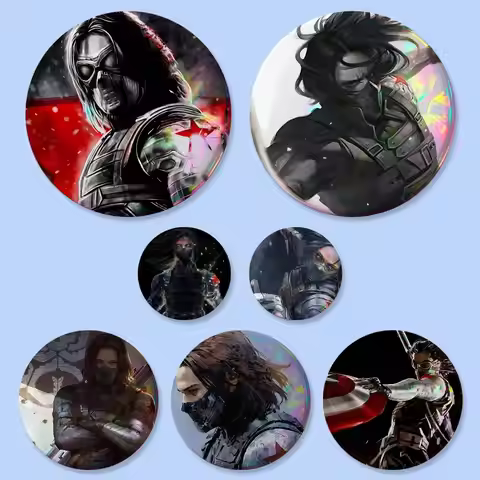 Bucky Barnes Winter Soldier S Badges 25 32 44 58 75 Mm Round Cosplay Pin Bag Decor Fans Collect Frie