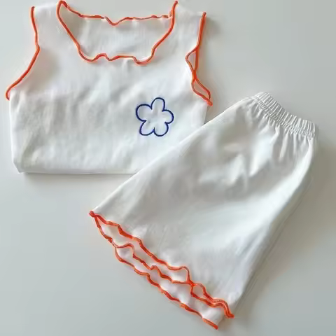 Baby Girls 1-6Y Summer Pajama Set Sleeveless Vest T-shirt Shorts Two-piece Thin Casual Comfortable H