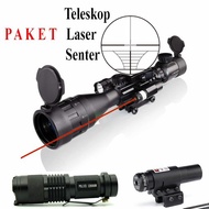 Promo Paket Teleskop Laser Dan Senter ,Set Teropong Senapan Angin