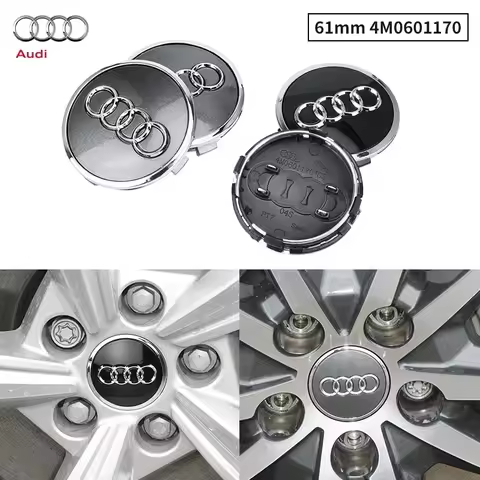 4pcs Black Gray 61mm For Audi A3 A4 A5 A6 A7 A8 S4 S6 Accessories Car Styling Wheel Center Cap Emble