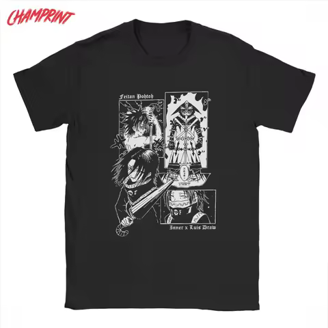 HXH Feitan Men's T Shirt Anime Casual Tee Shirt Short Sleeve Round Collar T-Shirt Cotton 4XL 5XL 6XL