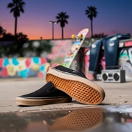 Black Gum Slip On Shoes