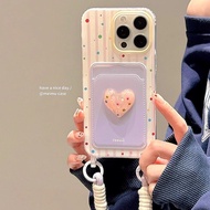 MERAH Pink Strap Love Card Holder Case iphone 17 Air Pro 16 15 Pro Max 11 13 Pro Max 7 8 7+ 8+ 7P 8P