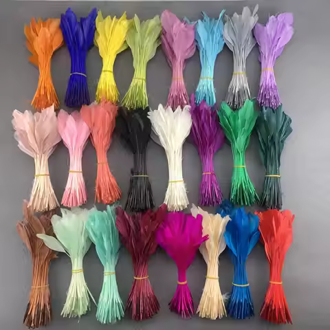 30 Colour Soft Stripped Goose Feathers Decoration 12-18 CM For Crafts Catcher Jewelry Handicraft Acc