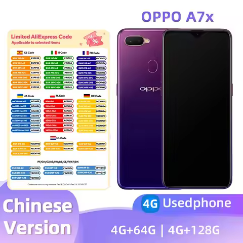 oppo A7x 4G Android CPU MediaTek Dimensity P60 6.3 inches SmartPhone Screen ROM 64GB/128GB 3500mAh C