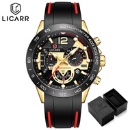 LICARR Fashion Brand Mens Watches Rubber Quartz Business Date Display Chronograph Original Casual Me
