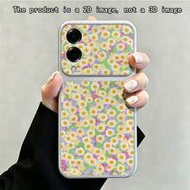1pc Fashion Spring Daisy Orange Floral Print Pattern Spray Painted Leather TPU Full Coverage Phone C