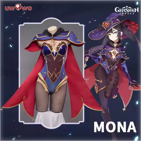 UWOWO Game Genshin Impact Mona Megistus Astral Reflection Cosplay Costume Enigmatic Astrologer Hallo