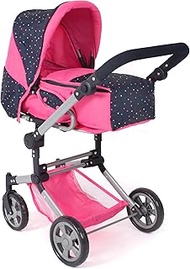 Bayer Chic 2000 3-in-1 Combination Doll Pram Jara - Confetti Pink - Foldable, Height-adjustable Hand
