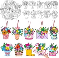 JAPBOR Mother's Day Coloring Crafts - 83PCS Mothers Day Colour Card Kit for Kid, Color Your Own Flow