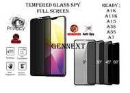 tempered glass privacy anti spy full glue oppo a3s a5s a7 a1k a11k a15 - oppo a7