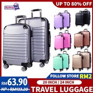 [READY STOCK] Bagasi Bag ABS PC PLAIN TRAVEL LUGGAGE SETS SUITCASES 20 INCH / 24 INCH
