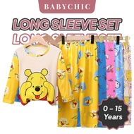 Kids Nightwear 0-15 Years Long Sleeve Pajamas Set Baju Tidur Budak Lengan Panjang Cooling Piyama